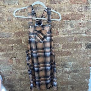 Plaid overall short fall/winter dress